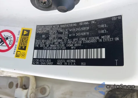 2019 Toyota Highlander Xle из США, поврежденный, VIN 5TDJZRFH9KS917580